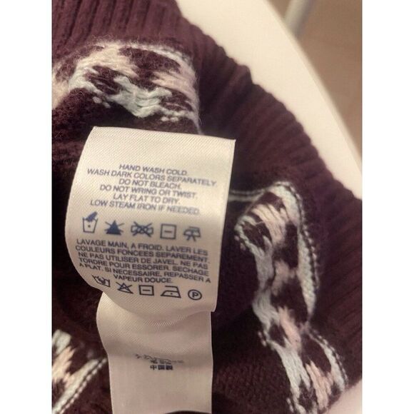 Land's End Nordic Wine Blue & Pink Pullover Sweater Women's Sz XL /P Wool Blend - Picture 7 of 8